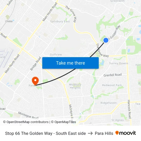 Stop 66 The Golden Way - South East side to Para Hills map