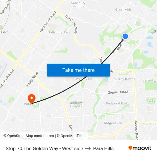 Stop 70 The Golden Way - West side to Para Hills map