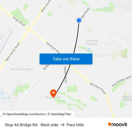 Stop 44 Bridge Rd - West side to Para Hills map