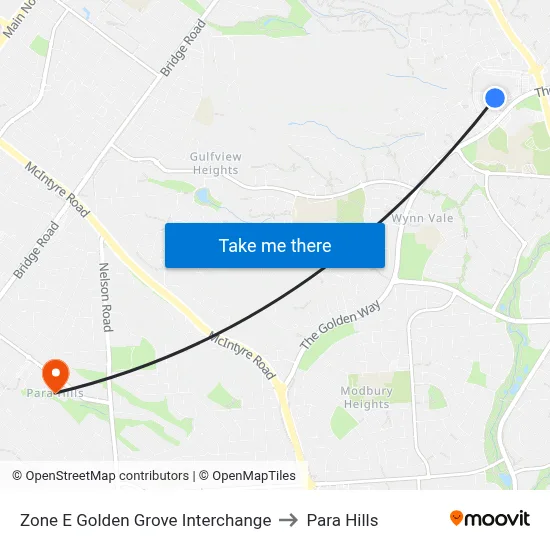 Zone E Golden Grove Interchange to Para Hills map