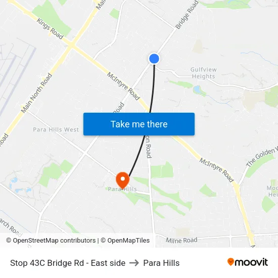 Stop 43C Bridge Rd - East side to Para Hills map