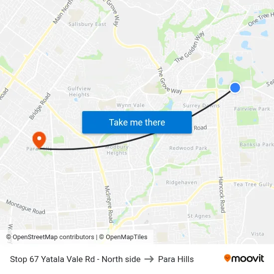 Stop 67 Yatala Vale Rd - North side to Para Hills map