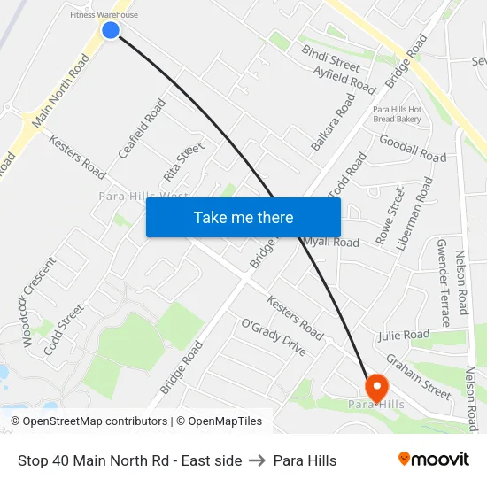 Stop 40 Main North Rd - East side to Para Hills map