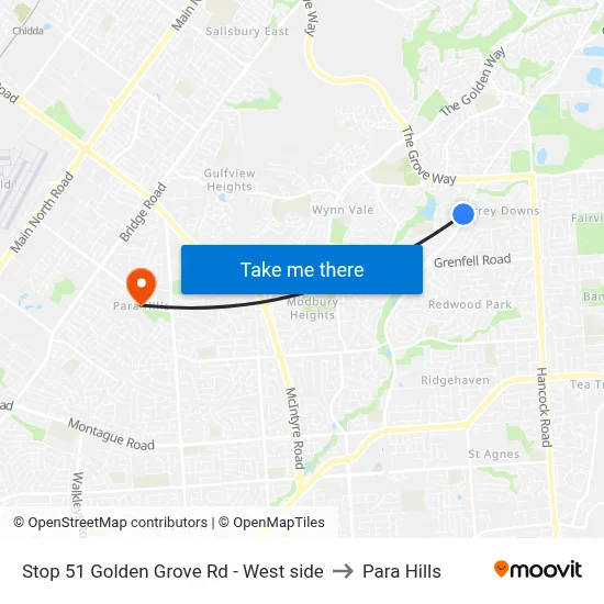 Stop 51 Golden Grove Rd - West side to Para Hills map