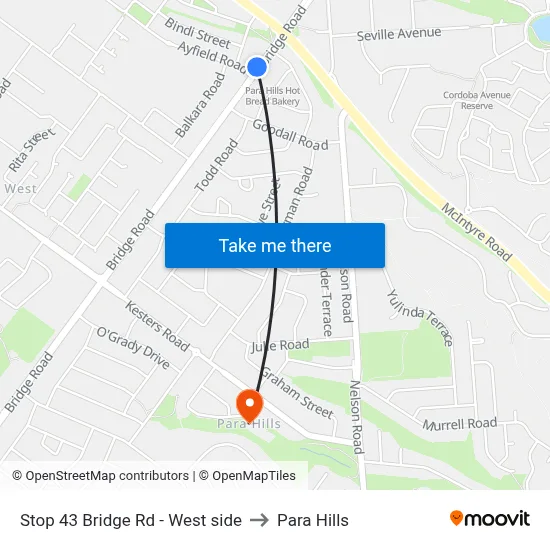 Stop 43 Bridge Rd - West side to Para Hills map