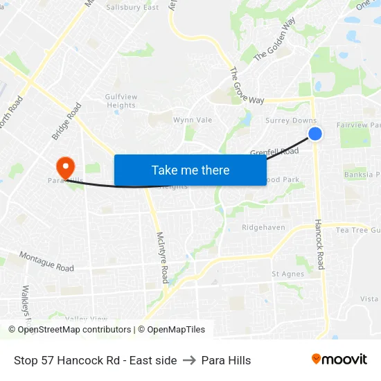 Stop 57 Hancock Rd - East side to Para Hills map