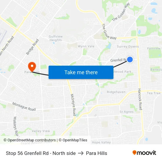Stop 56 Grenfell Rd - North side to Para Hills map