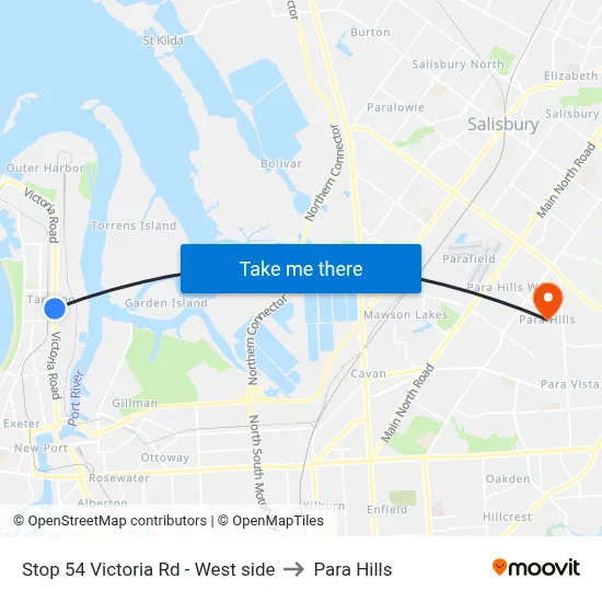 Stop 54 Victoria Rd - West side to Para Hills map