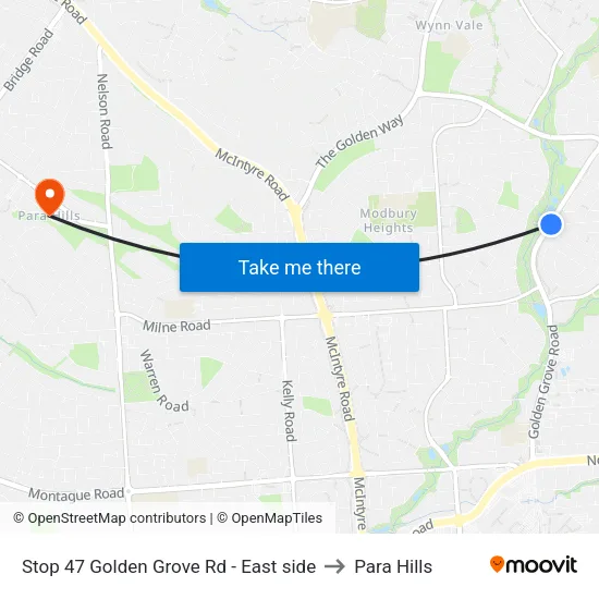 Stop 47 Golden Grove Rd - East side to Para Hills map