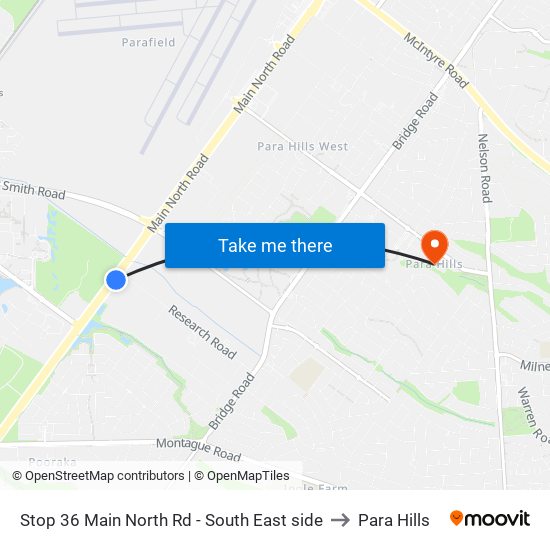 Stop 36 Main North Rd - South East side to Para Hills map
