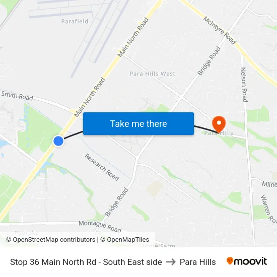 Stop 36 Main North Rd - South East side to Para Hills map