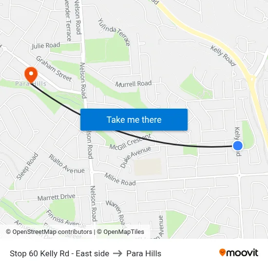 Stop 60 Kelly Rd - East side to Para Hills map