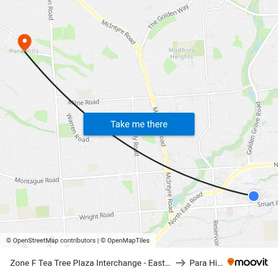 Zone F Tea Tree Plaza Interchange - East side to Para Hills map