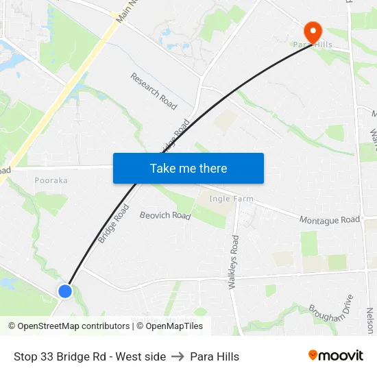 Stop 33 Bridge Rd - West side to Para Hills map