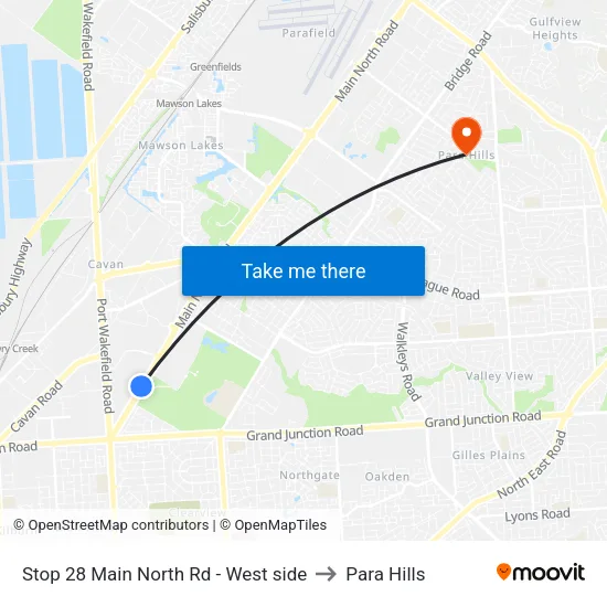 Stop 28 Main North Rd - West side to Para Hills map