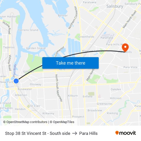 Stop 38 St Vincent St - South side to Para Hills map