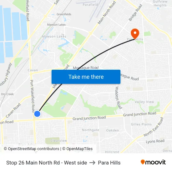 Stop 26 Main North Rd - West side to Para Hills map