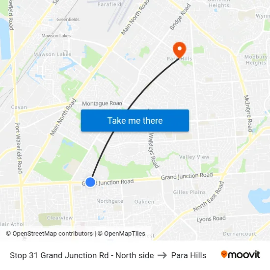 Stop 31 Grand Junction Rd - North side to Para Hills map