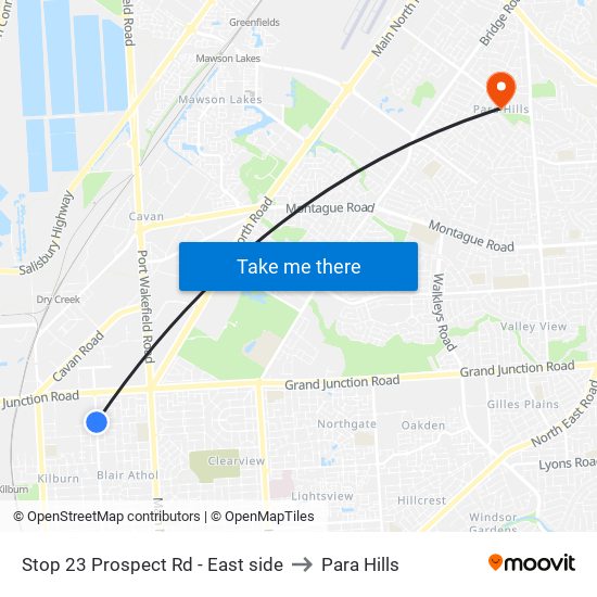 Stop 23 Prospect Rd - East side to Para Hills map