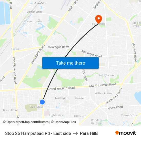 Stop 26 Hampstead Rd - East side to Para Hills map