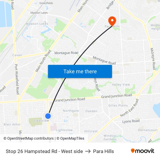 Stop 26 Hampstead Rd - West side to Para Hills map