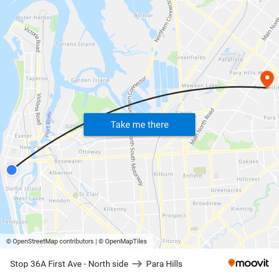 Stop 36A First Ave - North side to Para Hills map