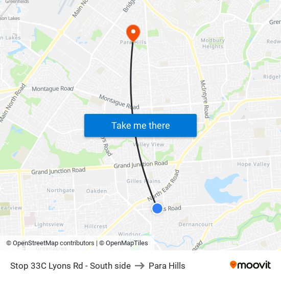 Stop 33C Lyons Rd - South side to Para Hills map