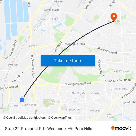 Stop 22 Prospect Rd - West side to Para Hills map