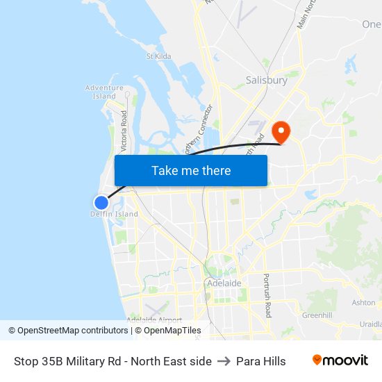 Stop 35B Military Rd - North East side to Para Hills map