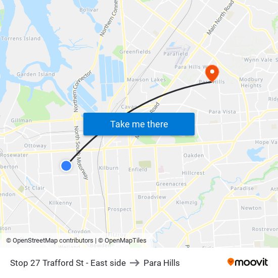 Stop 27 Trafford St - East side to Para Hills map