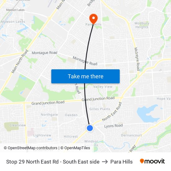 Stop 29 North East Rd - South East side to Para Hills map