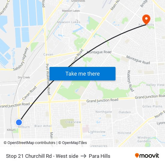 Stop 21 Churchill Rd - West side to Para Hills map