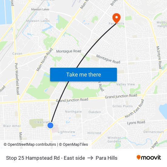 Stop 25 Hampstead Rd - East side to Para Hills map