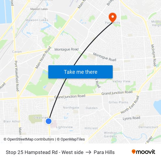 Stop 25 Hampstead Rd - West side to Para Hills map