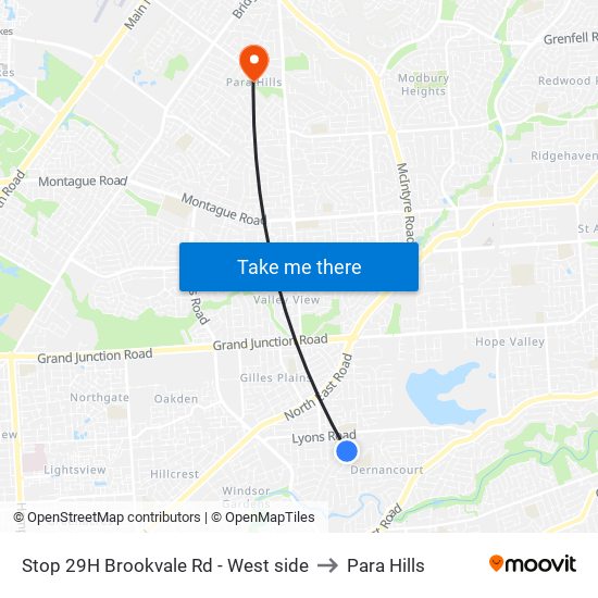 Stop 29H Brookvale Rd - West side to Para Hills map