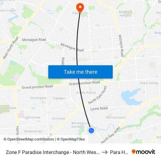 Zone F Paradise Interchange - North West side to Para Hills map