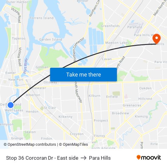 Stop 36 Corcoran Dr - East side to Para Hills map