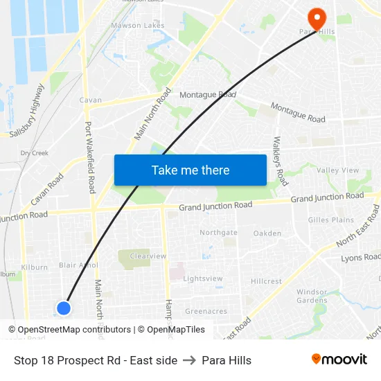 Stop 18 Prospect Rd - East side to Para Hills map