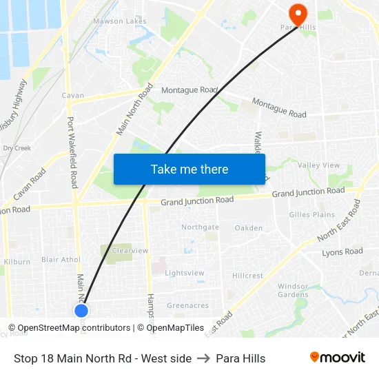 Stop 18 Main North Rd - West side to Para Hills map