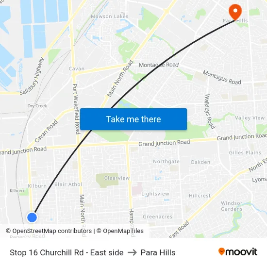 Stop 16 Churchill Rd - East side to Para Hills map