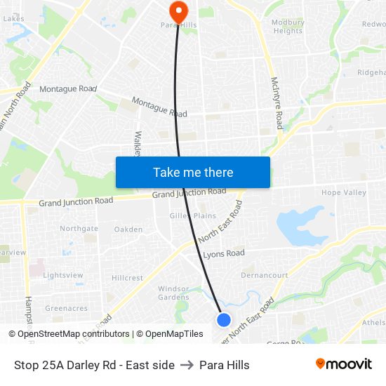 Stop 25A Darley Rd - East side to Para Hills map