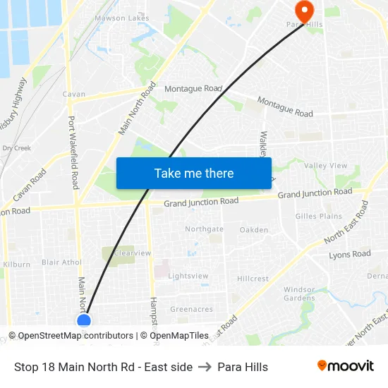 Stop 18 Main North Rd - East side to Para Hills map