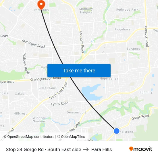 Stop 34 Gorge Rd - South East side to Para Hills map