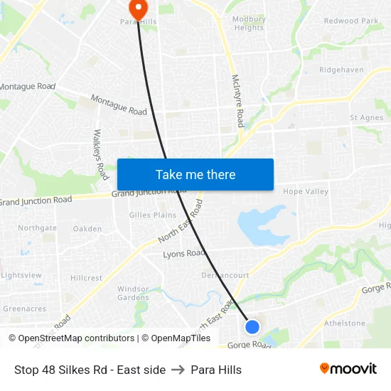 Stop 48 Silkes Rd - East side to Para Hills map