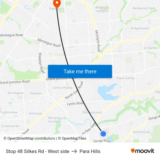 Stop 48 Silkes Rd - West side to Para Hills map