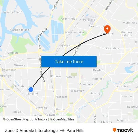 Zone D Arndale Interchange to Para Hills map
