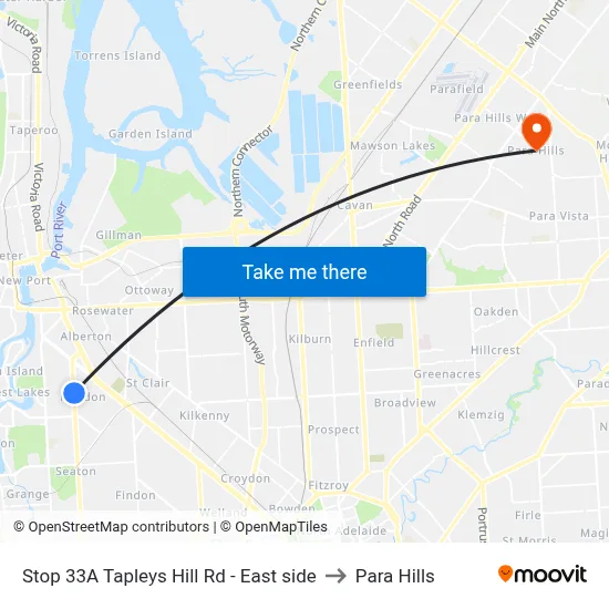 Stop 33A Tapleys Hill Rd - East side to Para Hills map