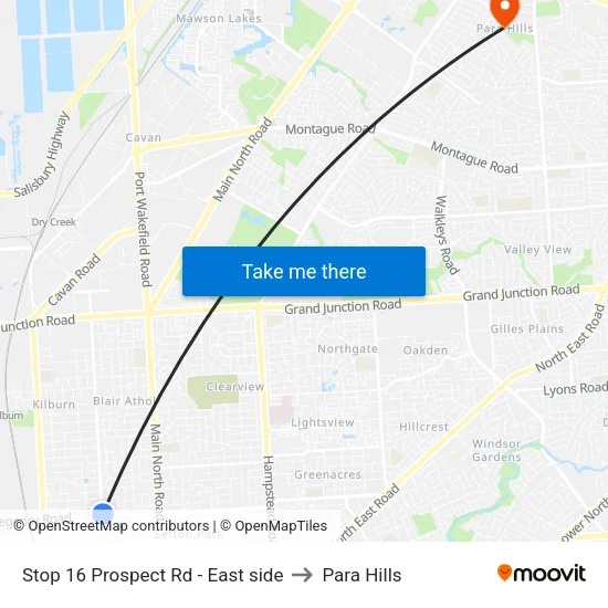 Stop 16 Prospect Rd - East side to Para Hills map