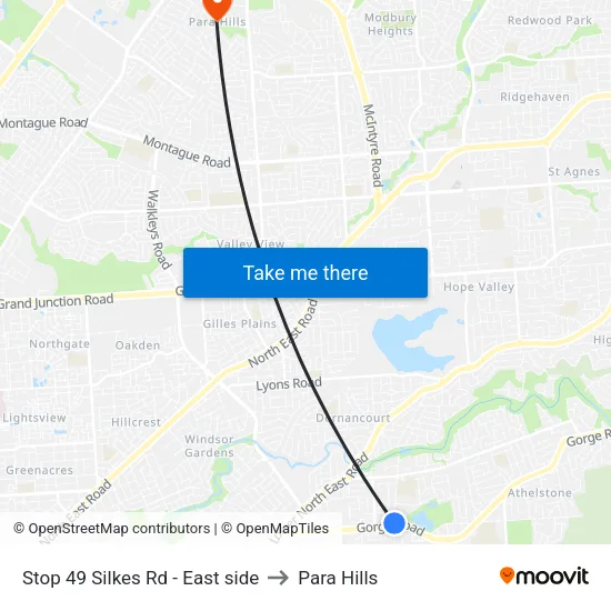Stop 49 Silkes Rd - East side to Para Hills map