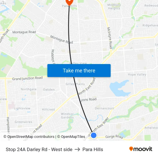 Stop 24A Darley Rd - West side to Para Hills map